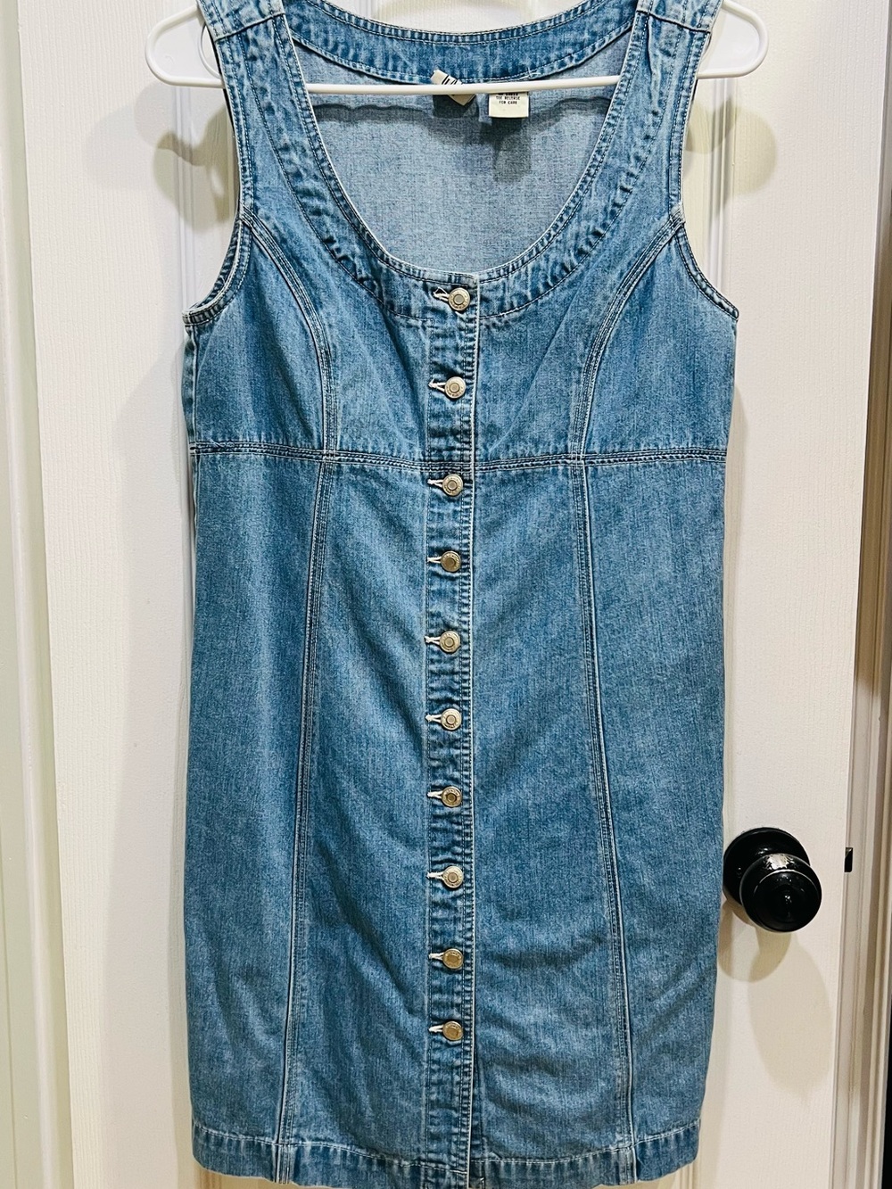 GAP Blue Denim Button-Front Midi Dress
